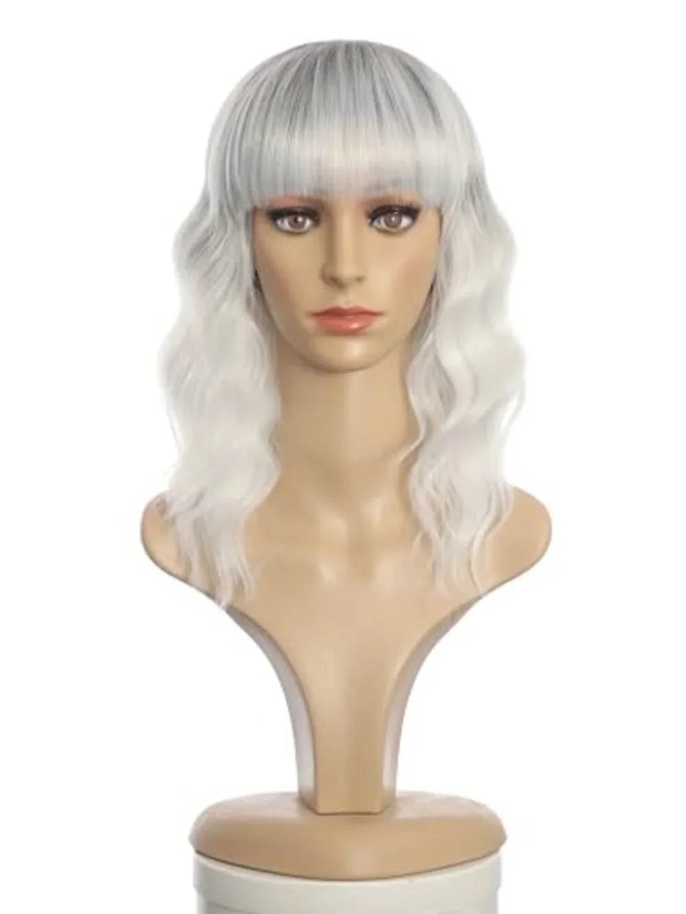 Short Curly Wigs with Bangs for Women 14 Inches Wavy Bob Wig Synthetic